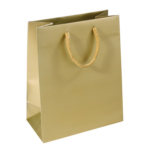 Papiertragetaschen mit Textilkordeln in gold