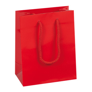 Papiertragetaschen mit Textilkordeln in rot