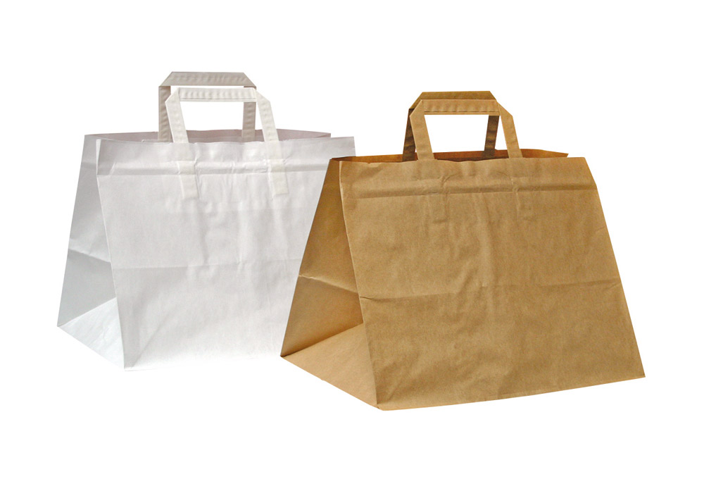 Shopper Konditortragetasche mit flachem Papierhenkeln