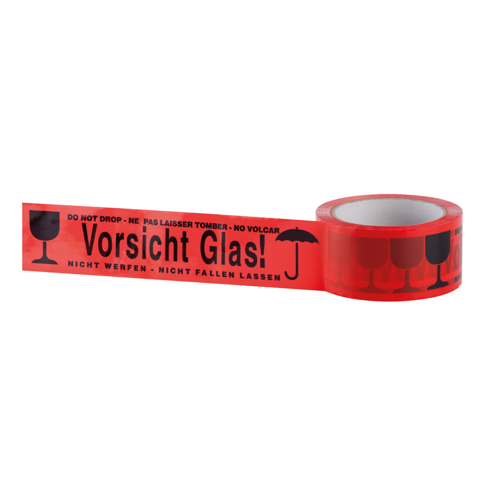 Vorsicht Glas PP-Klebeband, dreisprachig