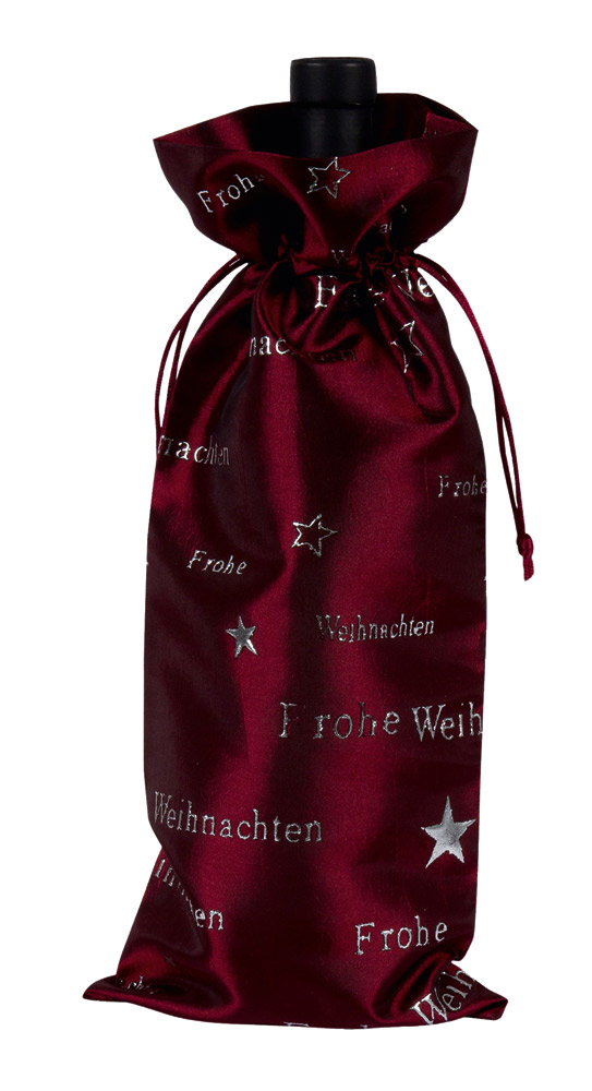 Flaschenbeutel Frohe Weihnachten aus Satin