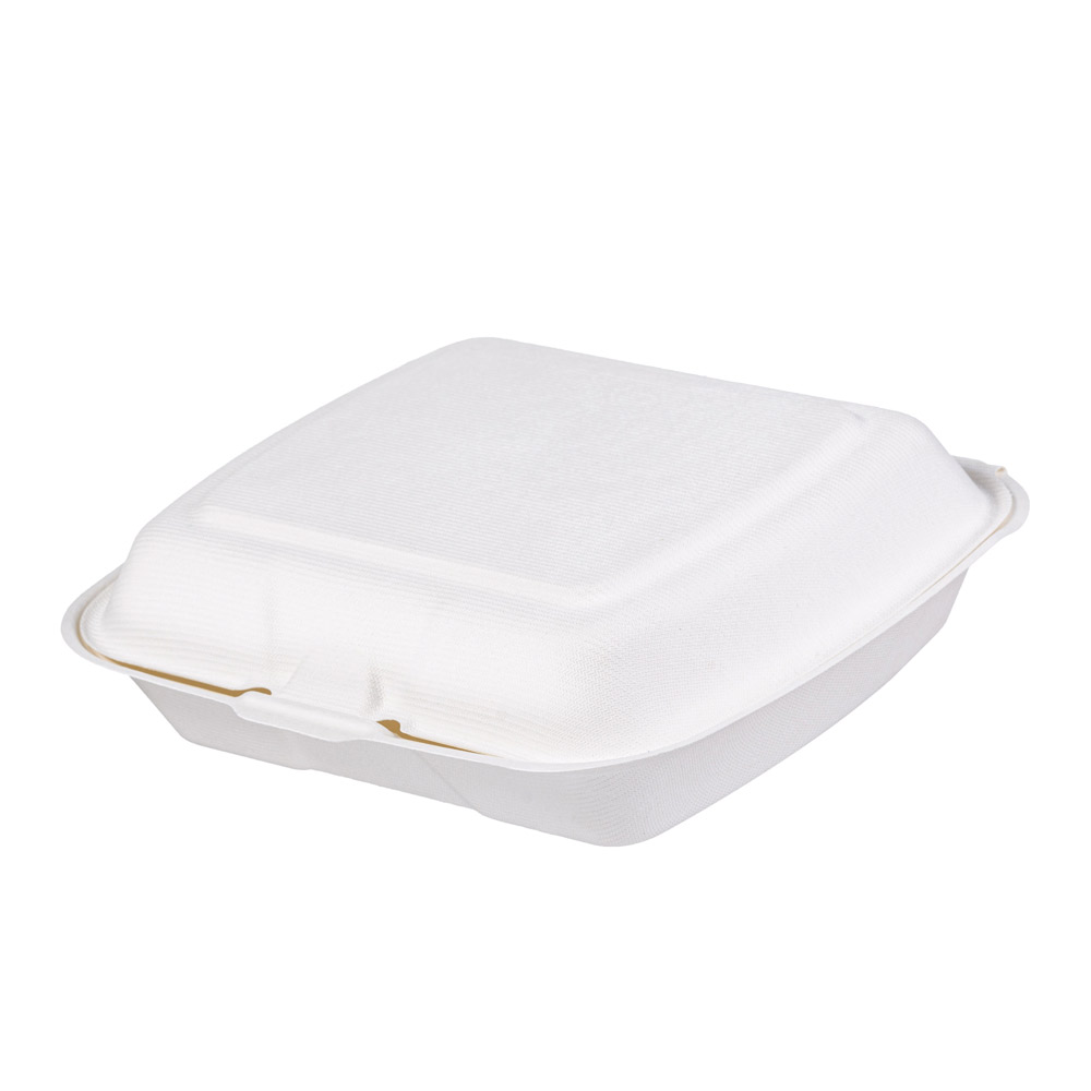 Menübox mit Klappdeckel, ungeteilt, Bagasse