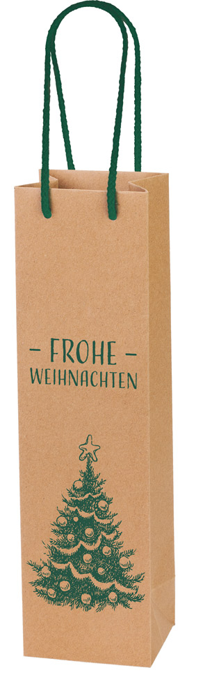 Christmas Flaschentasche für 1 Flasche, Kraftpapier