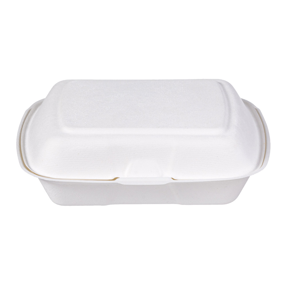 Menübox mit Klappdeckel, 3-geteilt, Bagasse